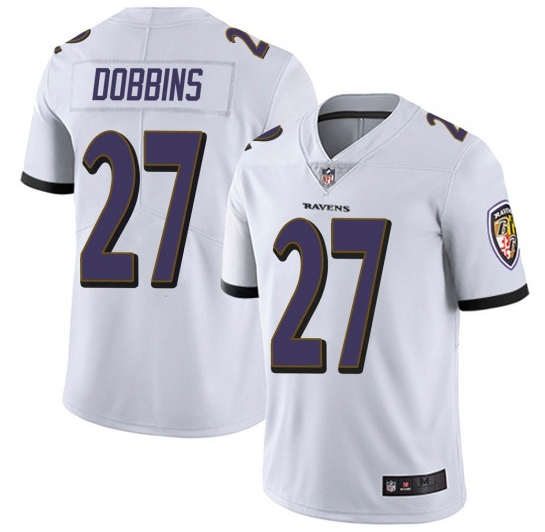 Men's Baltimore Ravens #27 J.K. Dobbins White Vapor Untouchable Limited Jersey